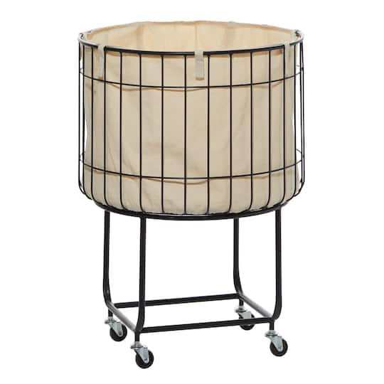 Black Contemporary Metal Storage Cart, 26" x 19"